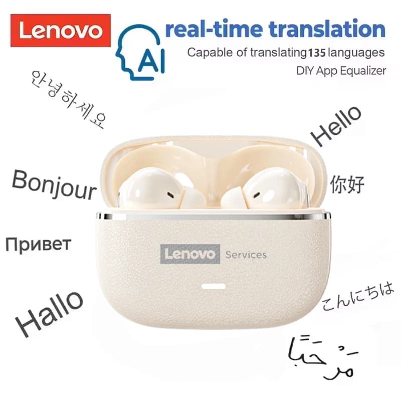 Lenovo 2026 AI Real Time Translation Wireless Earphones TWS Hi-Fi IMAX-level Sound Earphones Stereo ENC Noise Cancelling Earbuds