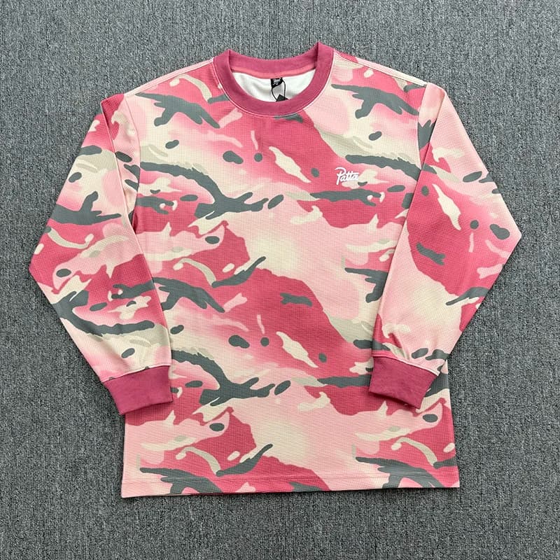 PATTA Long Sleeve Round Neck Camouflage Small Logo Print Top Men Women 2026 Autumn/Winter New Streetwear Versatile Patta T-shirt