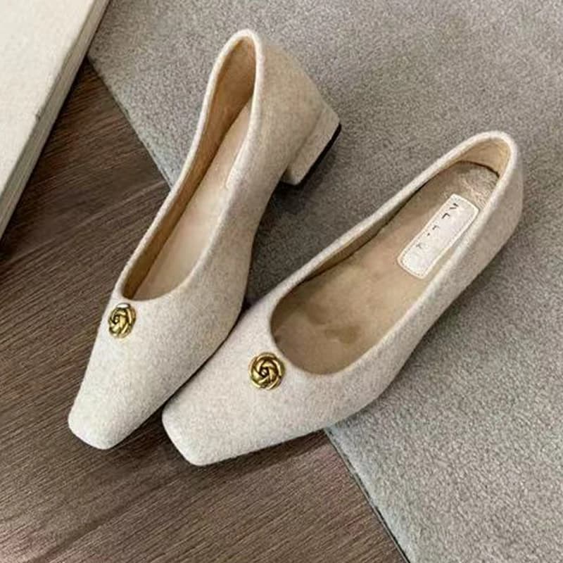 Square Toe Women's Shoes Fashion Shallow Heeled Shoes Chunky Dress Pumps 2026 New Trend Autumn Luxury Elegant Cozy Zapatos Mujer