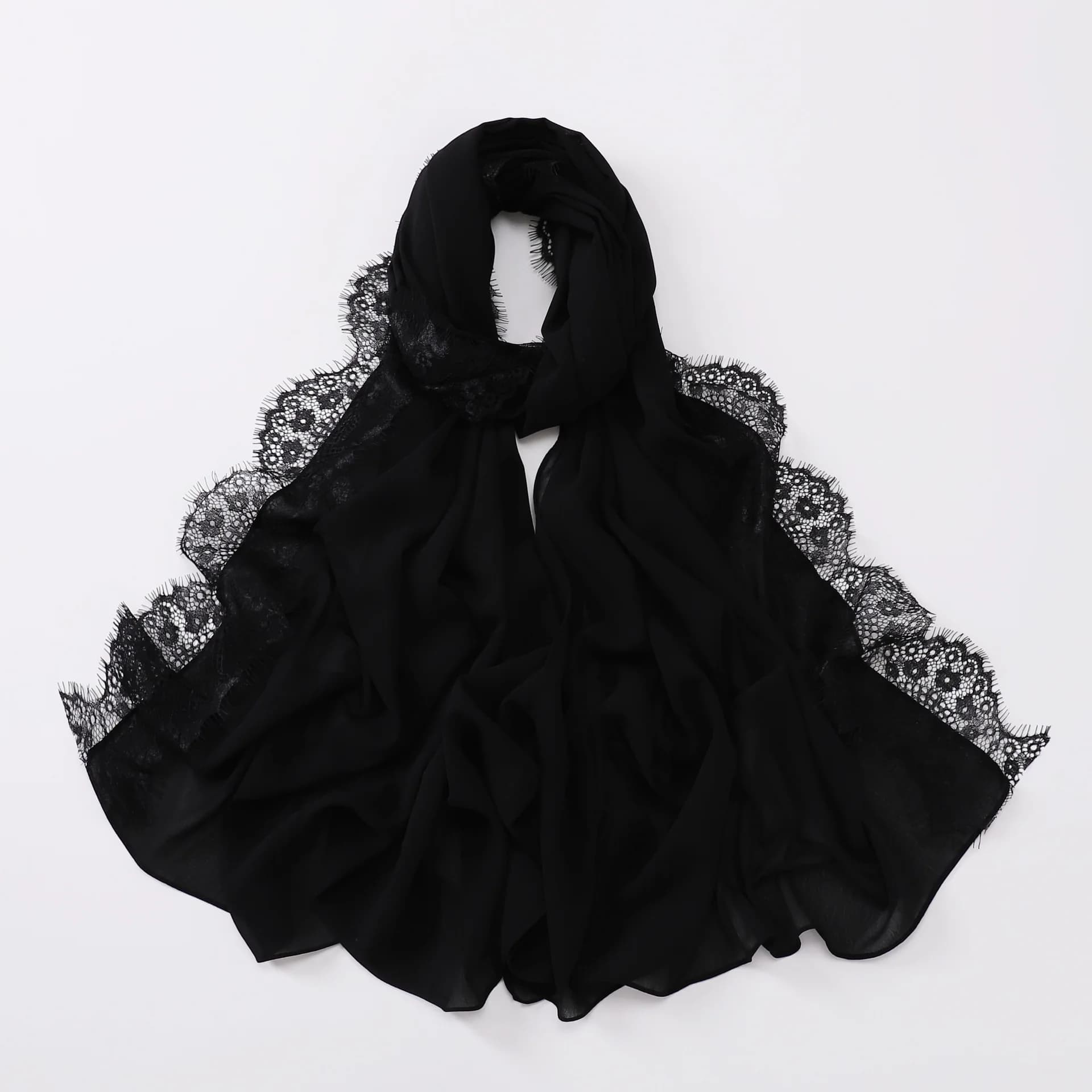 2026 Spring Lace Chiffon Hijabs Woman Muslim Scarf Shawls Solid Ladies Party Shawl Wraps Islamic Turban Female Headscarf Ramadan