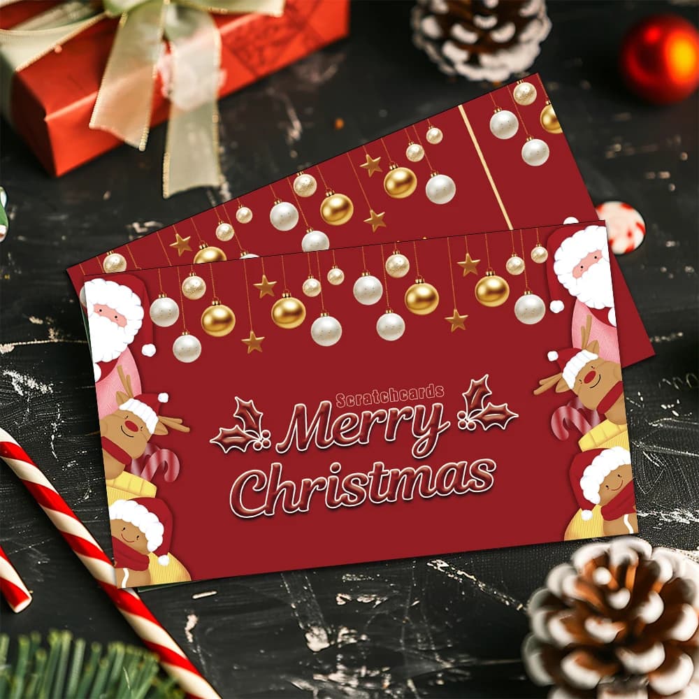 24pcs Blank Note Card Set,Red Christmas Happy Scratch Cards, 2026 Holiday Surprise Scratch Card,Party Decorations,DIY Gift Cards