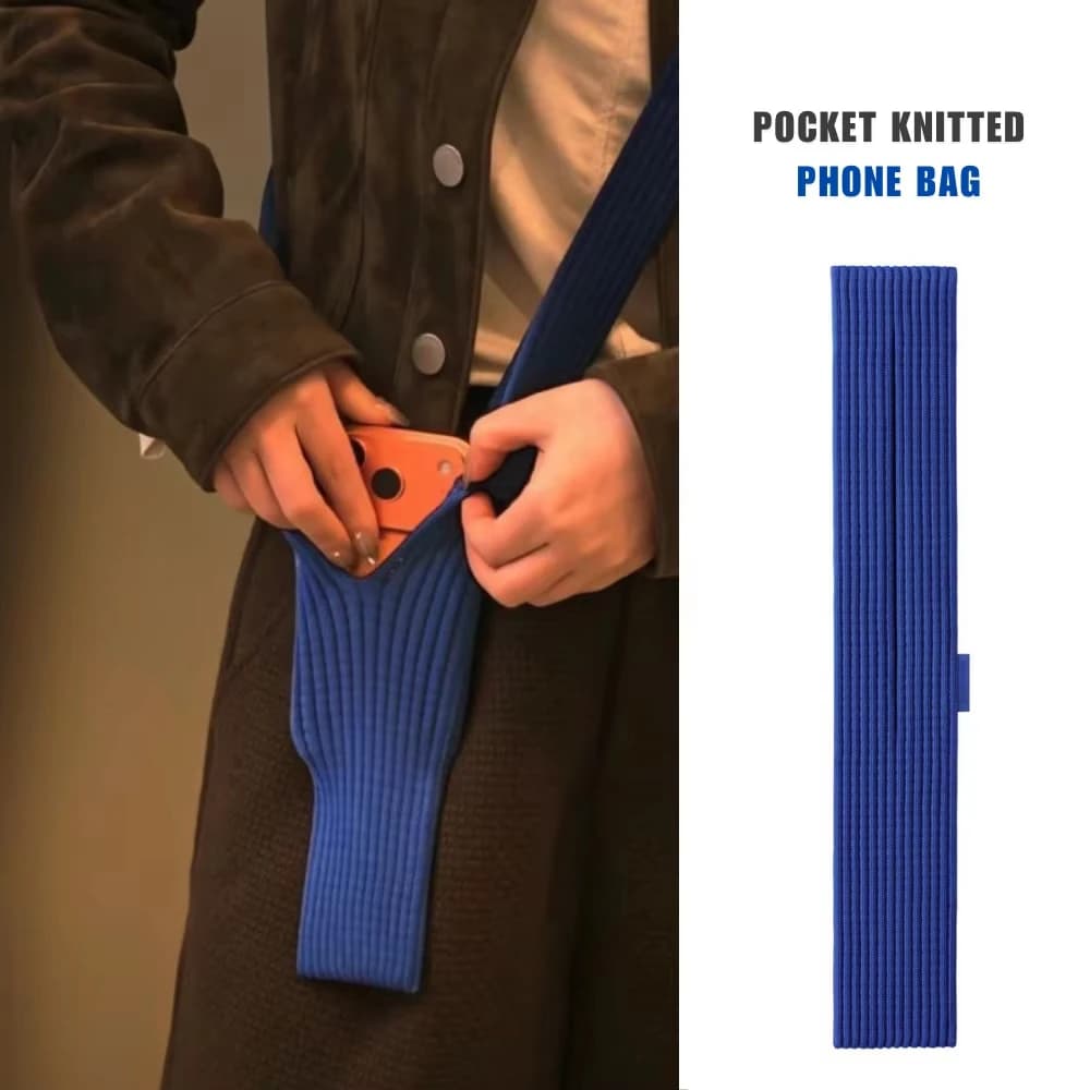 New 2026 Phone Pocket Woven Bag Short 40cm Long 80cm Fashion Accessories High Knitted Mobile Phone Mini Bag Portable For iPhone