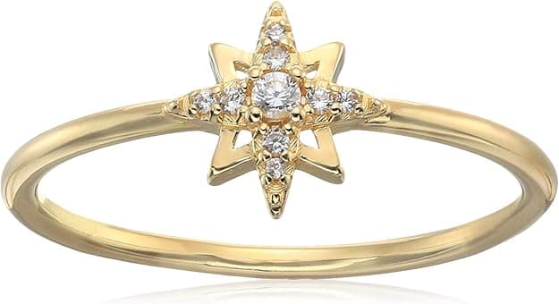 Amazon Essentials Cubic Zirconia North Star Dainty Demi Fine Ring in Sterling Silver