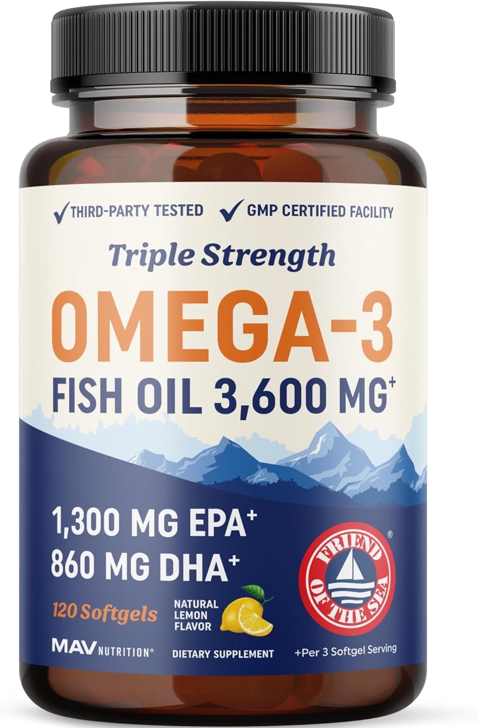 Triple Strength DHA Omega-3 Fish Oil – 120 Softgels