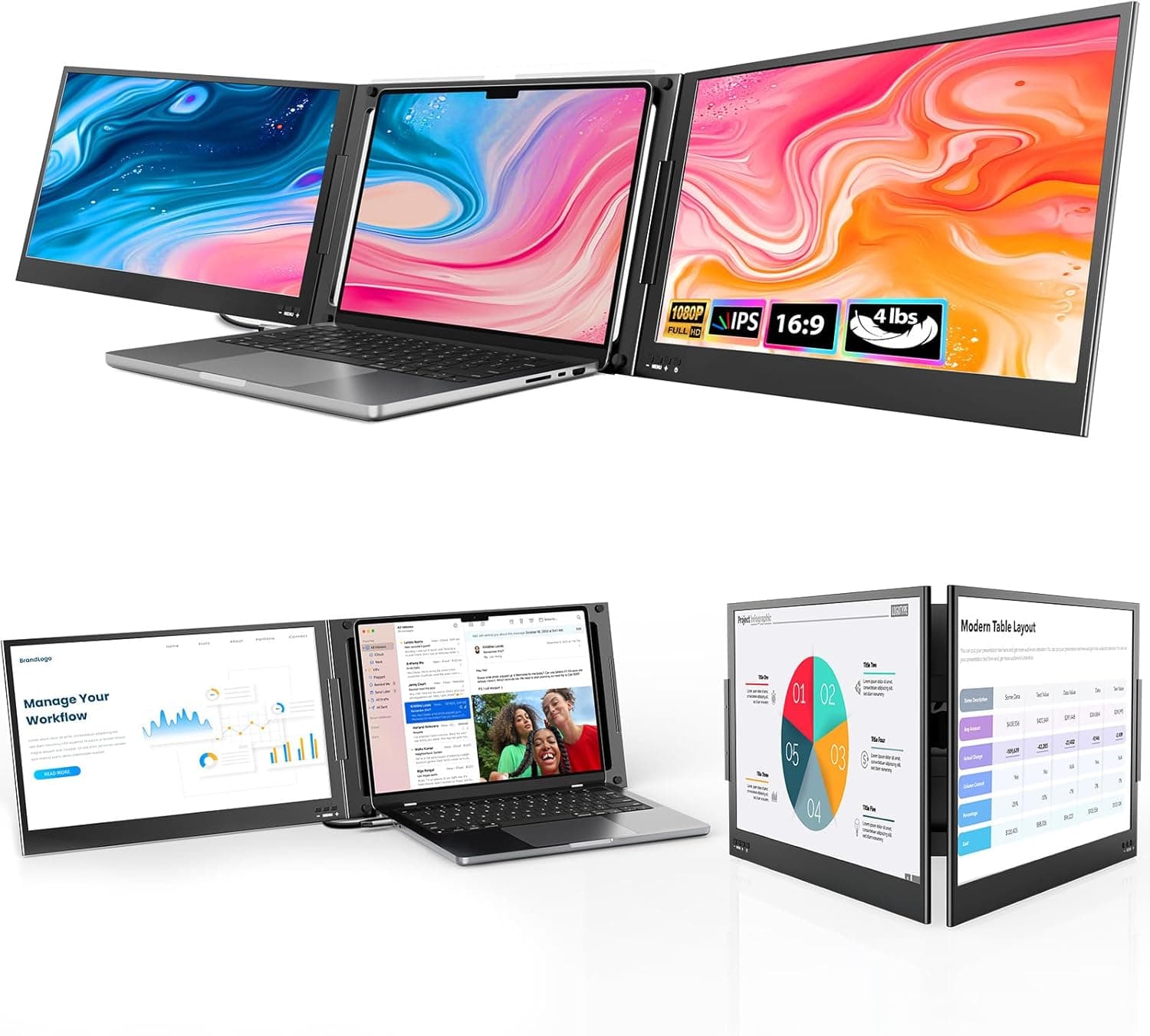 Triple Screen, More Productivity - QQH 15.6” Laptop Screen Extender