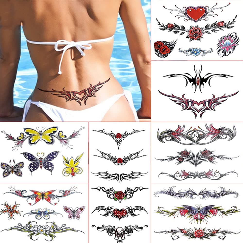 8 Sheets Belly Tattoos Stickers