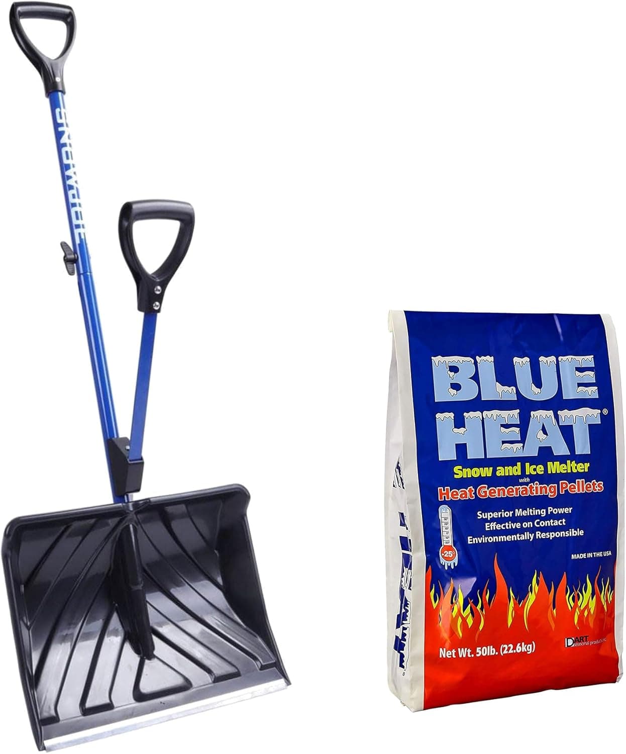 Snow Joe Shovelution Snow Shovel + Blue Heat Ice Melt (20 lb)