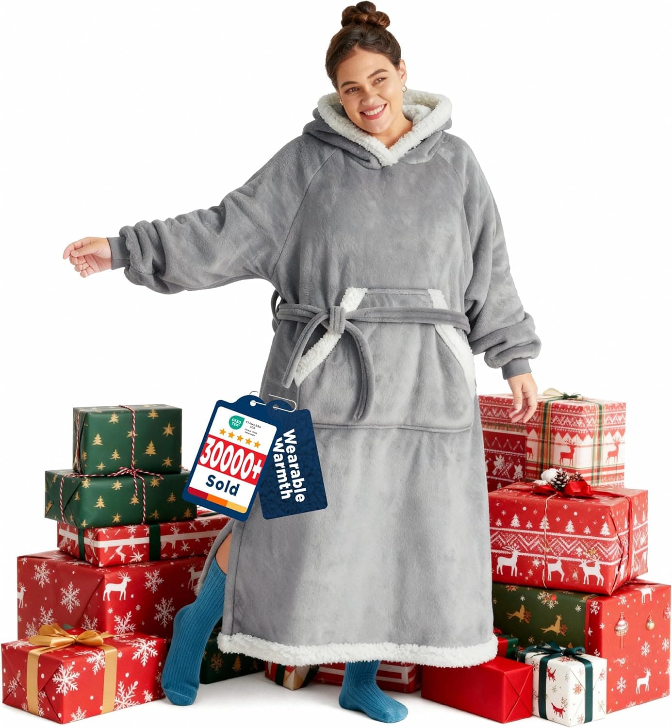 Bedsure Sherpa Wearable Blanket Hoodie